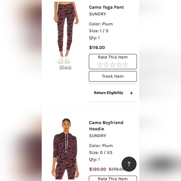 Sundry camo boyfriend hoodie and yoga pants set.  Top size 0 bottom size 1 - Picture 2 of 10